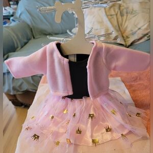 Pink and Black Tutu Doll Dress with Gold Accents